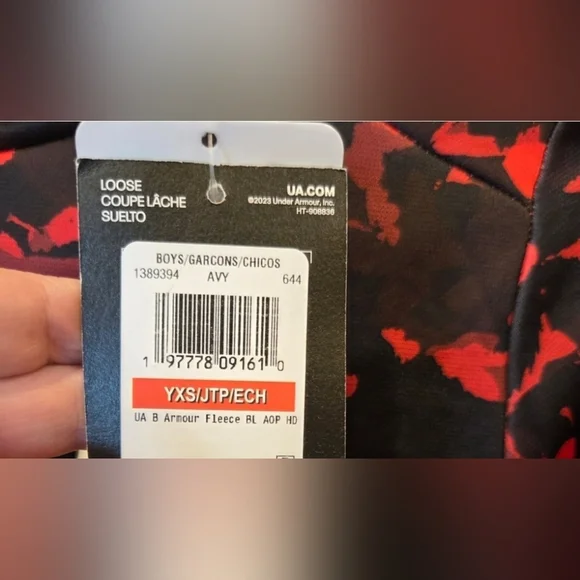 Under Armour Boys' Armour Fleece Camo Hoodie Youth XS Black Red Activewear - Picture 7 of 7
